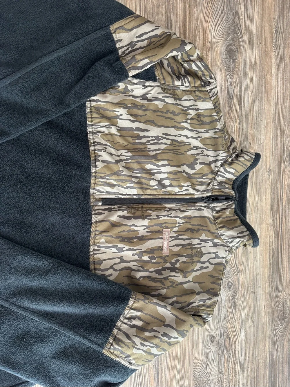 Columbia Black Fleece Pullover with Camo Chest Panel